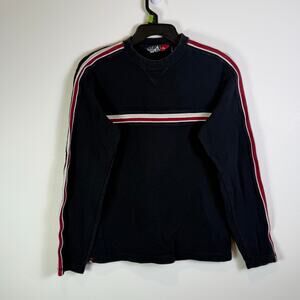 VTG Y2K Quiksilver chest/arms stripe black casual streetwear sweatshirt boys M